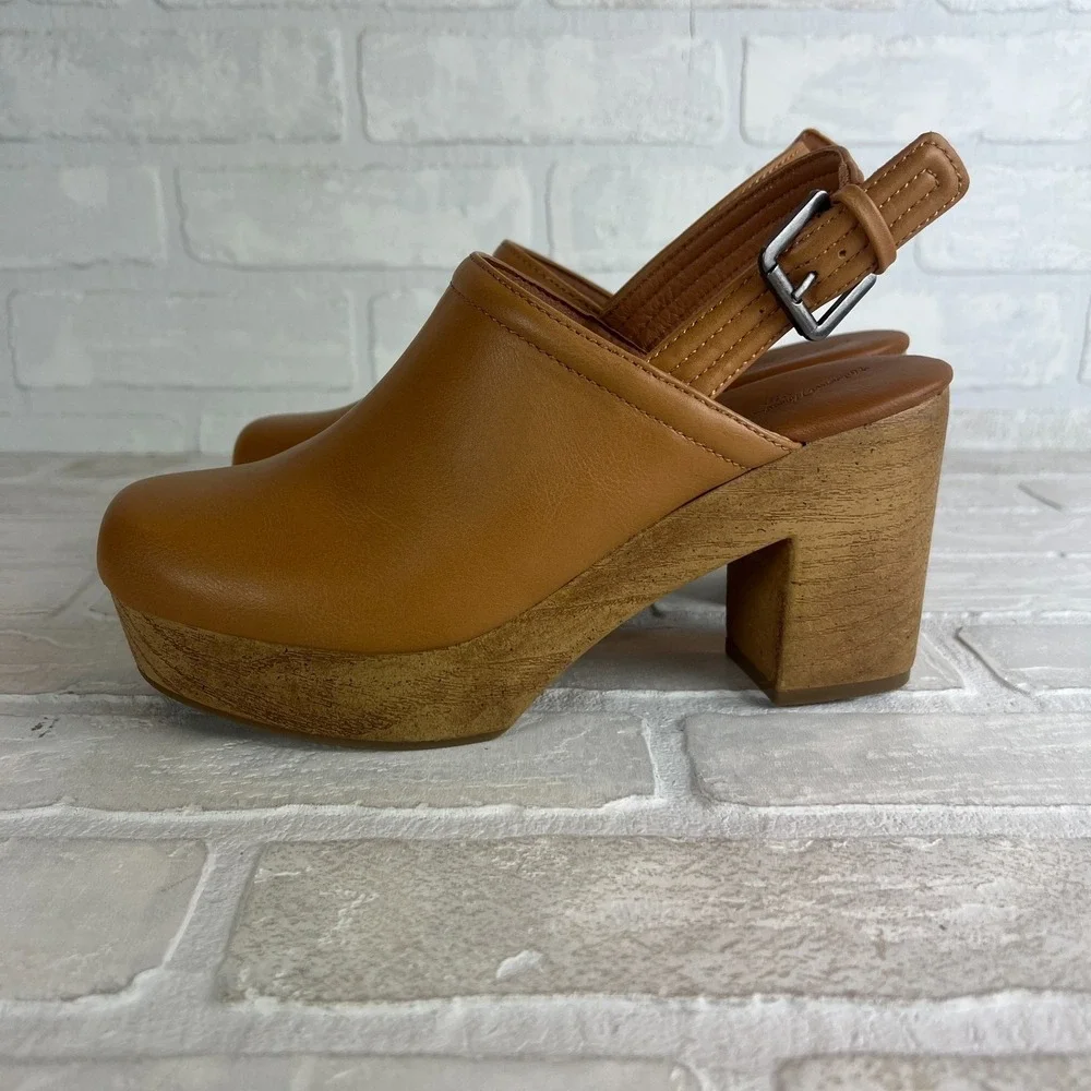 Universal Thread Watson Clogs Womens 7.5 Brown Faux Leather Slingback Platform - Picture 5 of 12